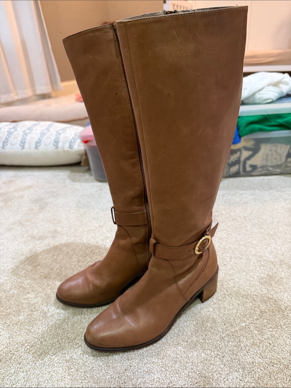 Seychelles Cognac Leather Knee-High Riding Boots